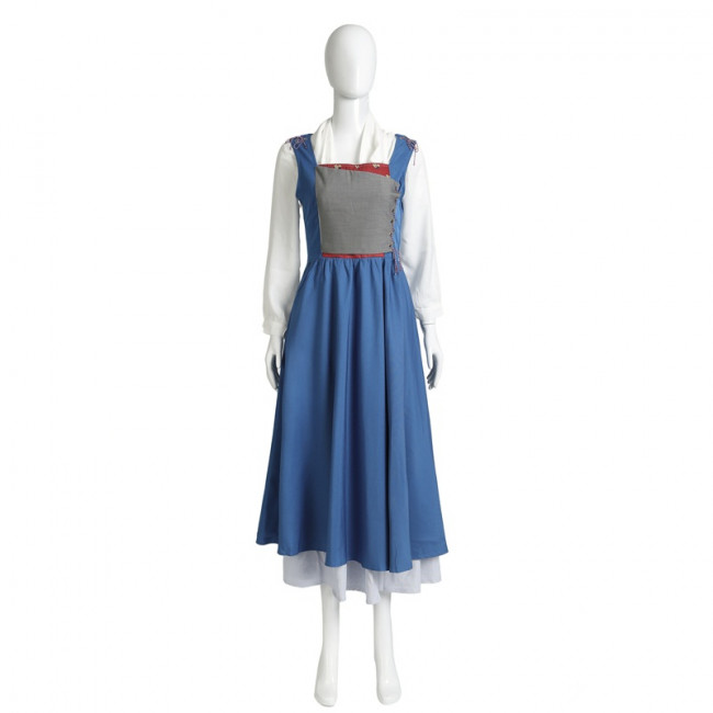 Disney Beauty and the Beast Belle Blue Dress Maid Cosplay Costume