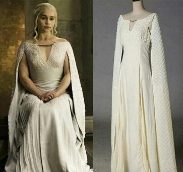 Game Of Thrones Daenerys Targaryen Long White Dress Cosplay Costume