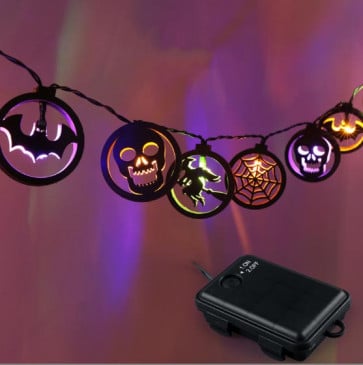 Skull Bat Witch Spider Web LED Lights Halloween Decoration 3M