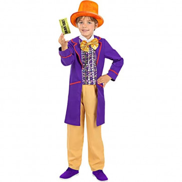 Charlie and The Chocolate Factory Willy Wonka Costume - Orange Hat Purple Suit Boys Willy Wonka Cosplay
