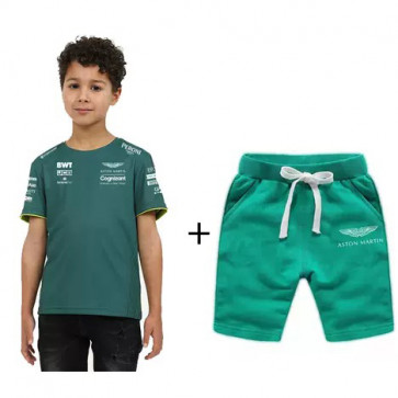 Formula 1 Aston Martin Costume - Kids Shirt and Shorts Set Formula 1 Aston Martin Cosplay