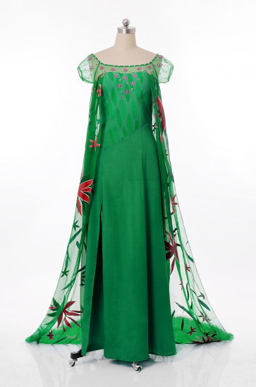Girls Elsa Frozen Fever Deluxe Costume Green Dress