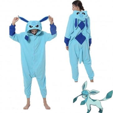 Pokemon Glaceon Costume - Onesie Jumpsuit Glaceon Cosplay