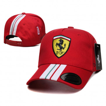 Ferrari Cap Hat - White Stripe Red Hat Ferrari Costume Cosplay Prop