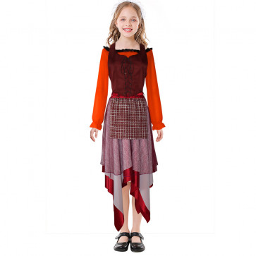Hocus Pocus 2 Mary Sanderson Costume - Kids Classic Medieval Velvet Dress Mary Sanderson Cosplay