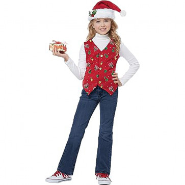 California Elf Holiday Vest and Hat Costume - Kids Elf Holiday Vest Cosplay