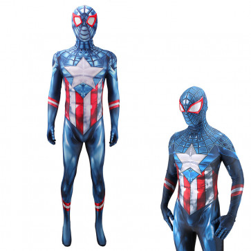 Miles Morales Spider Man Captain America Costume - Miles Morales Spider Man Captain America Cosplay
