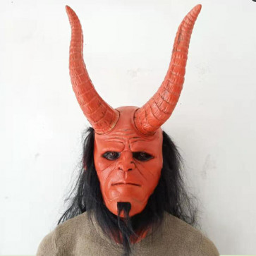 Hellboy Mask With Horns Wig Mask