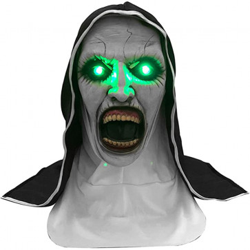 Scary Nun Glowing Eyes Mask Costume