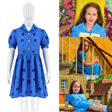 Matilda The Musical Matilda Wormwood Costume - Blue Dress Matilda Wormwood Cosplay