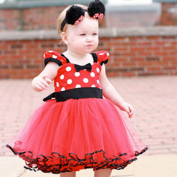 Minnie Mouse Costume - Baby Girls Red Pink Dress Minnie Mouse Cosplay