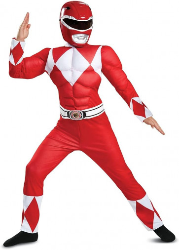 Boy's Men's Red Power Ranger Classic Muscle Costume - Red Ranger Classic Muscle Costume