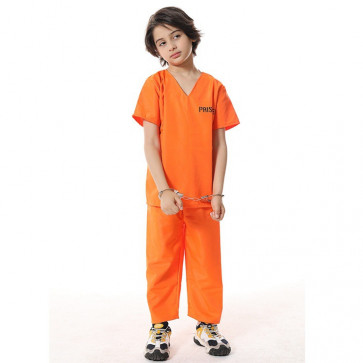 Prison Uniform Costume - Orange Kids Prison Jumpsuit Uniform Cosplay