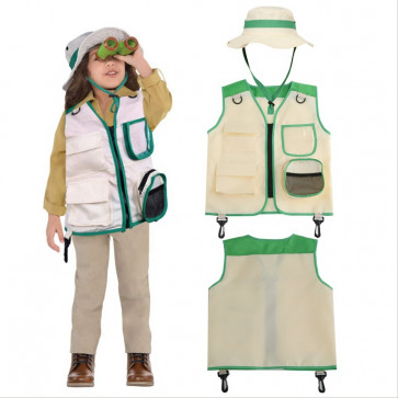 Safari Costume - Kids Cargo Vest Wildife Explorer Safari Park Ranger Cosplay