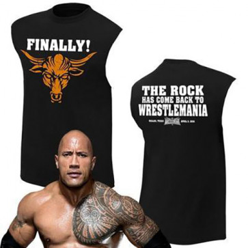 WWE The Rock Costume - Black Tank Top Finally Come Back To Wrestlemania The Rock Cosplay