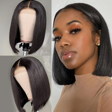 Cardi B Wig- Short Black Straight Middle Parted Wig Cardi B Cosplay Costume
