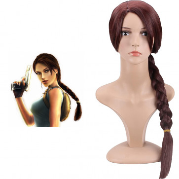 Tomb Raider Lara Croft Wig - Long Brown Braided Wig Hair Lara Croft Cosplay Costume