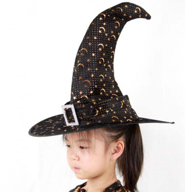 Halloween Prop Masquerade Ball Witch Rhinestone Buckle Hat Costume