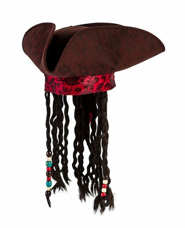 Tigerdoe Pirate Hat with Dreadlocks - Tricorn Pirate Hat
