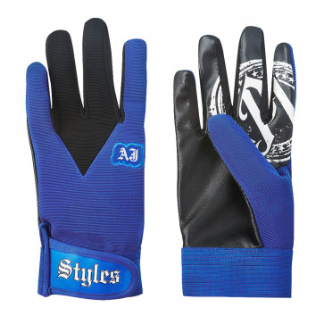 Aj Styles Gloves - Grey Black Blue Neon Logo Print AJ Styles Cosplay Costume Prop