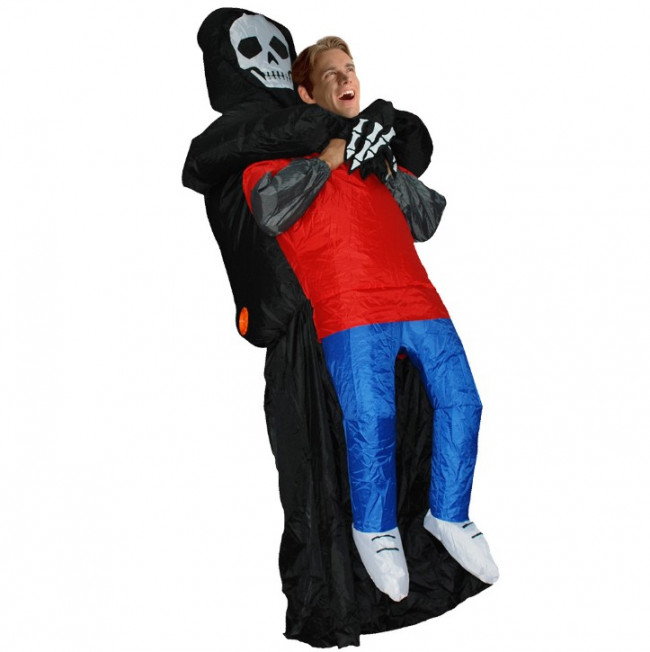 Grim Reaper Inflatable Pick Me Up Costume Adult Scary Halloween Fancy Dress  NEW 