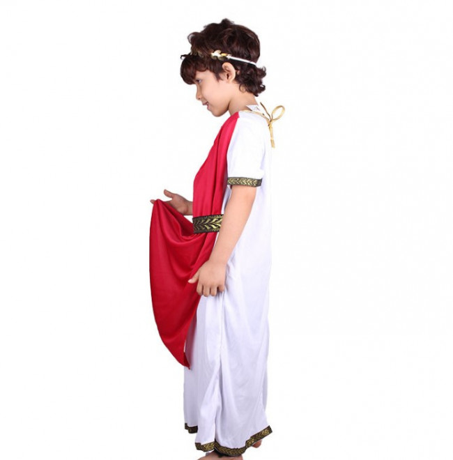 Boy Ancient Greek Roman Emperor King Toga Caesar Kids Fancy Dress Party Costume 