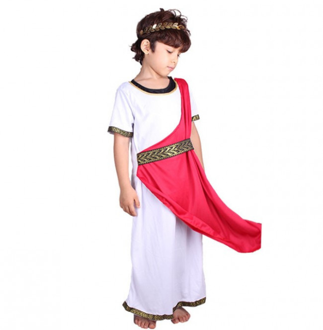 Fancy Dress Costume Boys Roman Emperor Julius Caesar Greek Toga Kids Book Day 