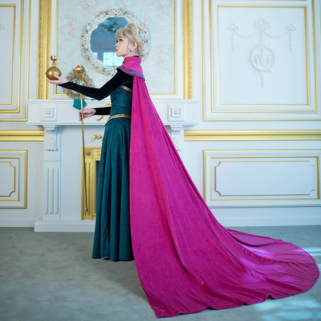 Details about   Frozen The Snow Queen Princess Elsa Dress Cosplay Costume Coronation Dress 