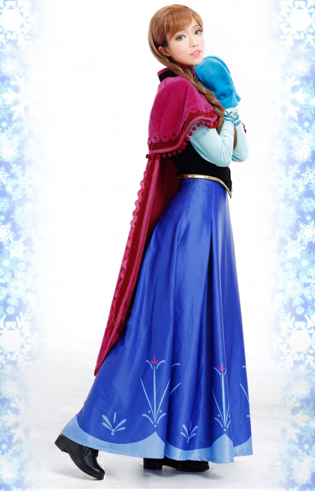 Halloween Outfit Adult Princess Anna Cosplay Costume Fancy Stage Dress