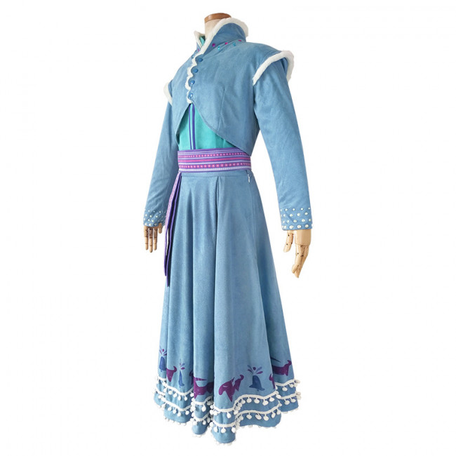 Anna Blue Dress From Frozen 2 Cosplay Costume | Costume Party World