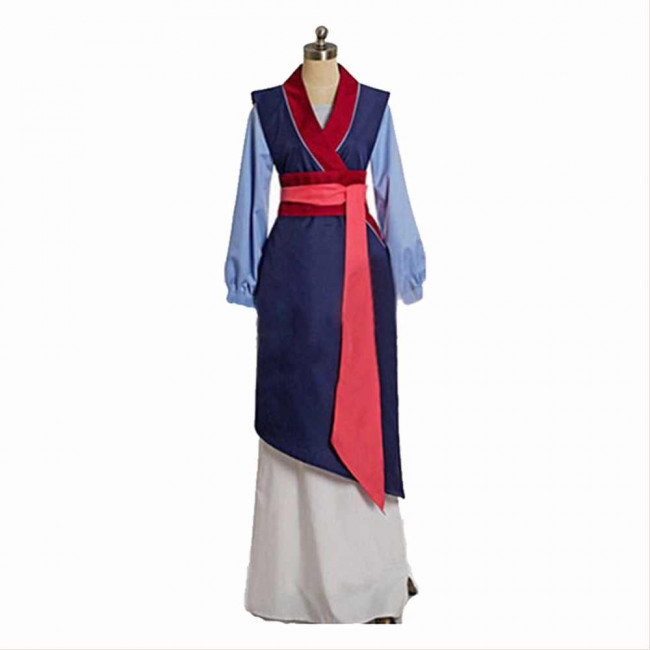Women&Kids Mulan Cosplay Princess Blue Dress High Quality Costume Halloween Suit