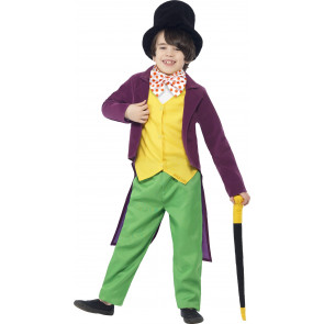 Charlie and The Chocolate Factory Willy Wonka Costume - Black Hat Purple Suit Boys Willy Wonka Cosplay