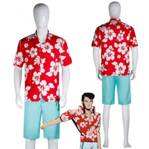 Agent Elvis Presley Costume - Hawaiian Red Aloha Agent Elvis Presley Cosplay