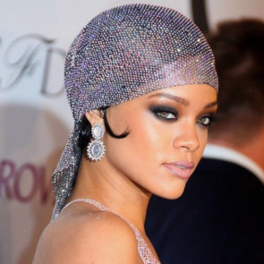 Rihanna Headscarf - Glitter Mesh Sparkle Headscarf Turban Rihanna Cosplay Costume Prop