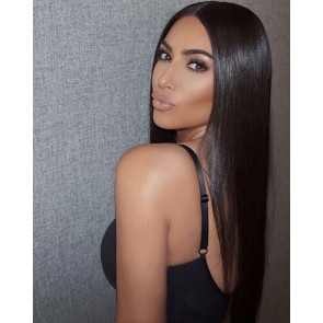 Kim Kardashian Wig - Long Black Straight Middle Parted Wig Kim Kardashian Cosplay Costume