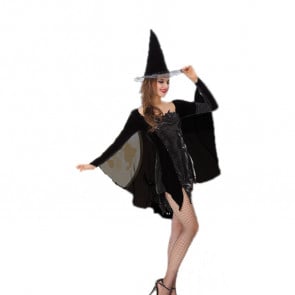 Halloween Masquerade Ball Sexy Witch Black Dress Costume