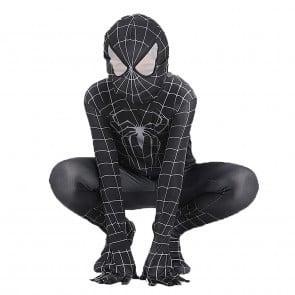Boys Venom Black Spiderman Costume Kids Cosplay Spandex Bodysuit