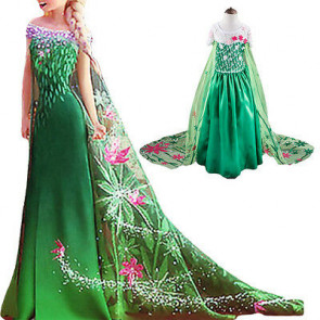 Elsa Frozen Fever Deluxe Costume Green Dress