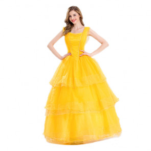 Disney Beauty And The Beast Belle Cosplay Costume Dress For Ladies Halloween Costume