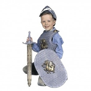 Halloween Roleplay Kids Crusader Knight Costume Sword, Helmet, Shield, Breastplate