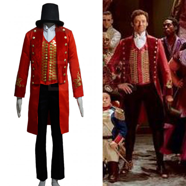 The Greatest Showman P.T Barnum 2 Outfit Cosplay Costume Halloween Red Uniform 