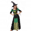 Halloween maskeradboll Fancy Witch grön klänning kostym
