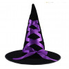 Halloween Prop häxan Black Velvet Med Ribbon Hat Costume