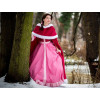 Belle Pink Snow Dress Cosplay Kostyme